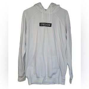 GYMSHARK White Hoodie Black Center Logo Unisex Size Medium Sporty Activewear